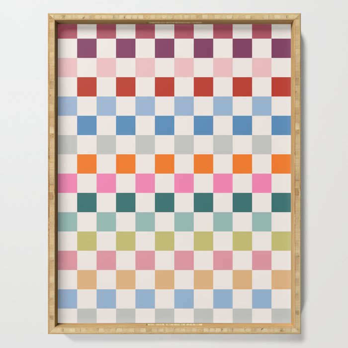 Checkered Retro Colorful Check Pattern Serving Tray Gallery Image 1