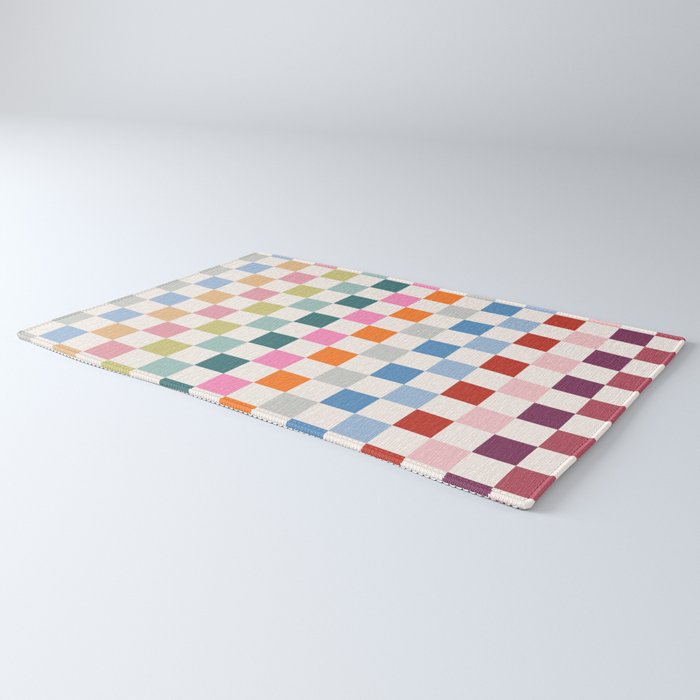 Checkered Retro Colorful Check Pattern Rug Gallery Image 3