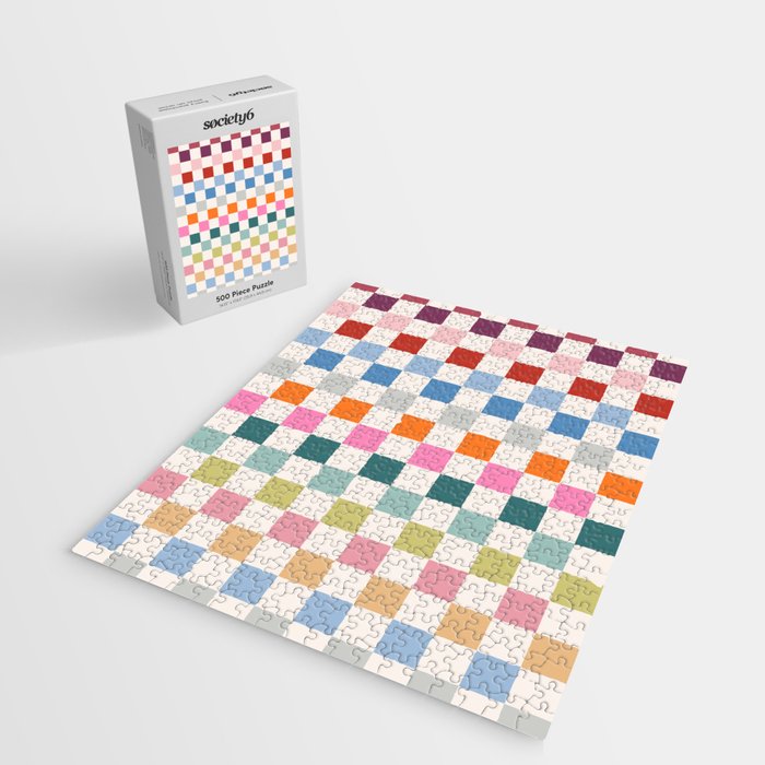 Checkered Retro Colorful Check Pattern Jigsaw Puzzle Gallery Image 2