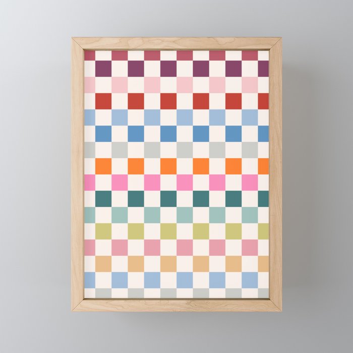Checkered Retro Colorful Check Pattern Mini Art Print Gallery Image 1