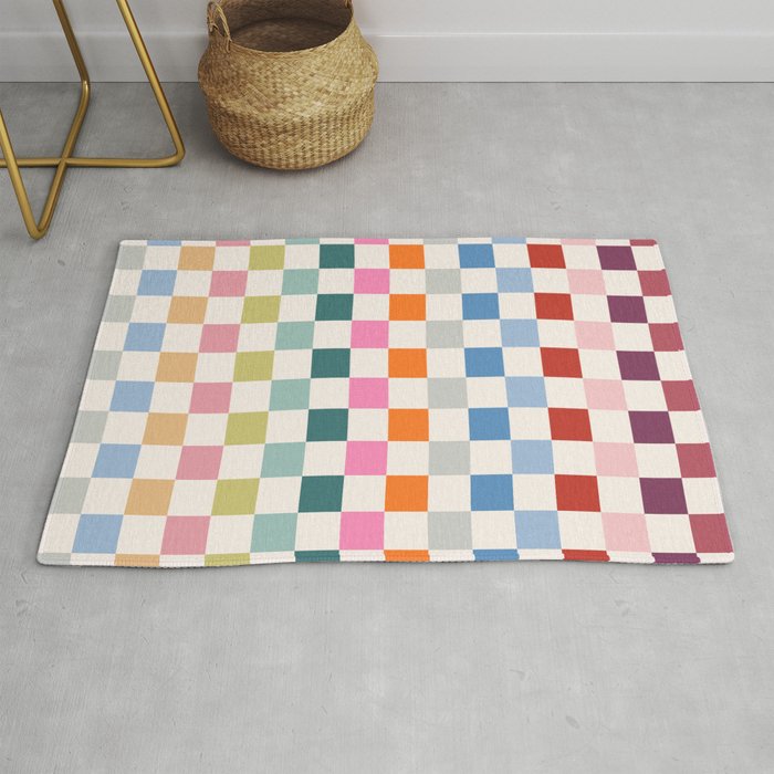 Checkered Retro Colorful Check Pattern Rug Gallery Image 1