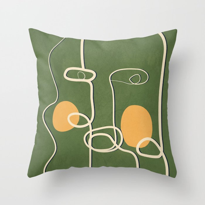 Abstract Face Line Art 06 Throw Pillow Gallery Image 1