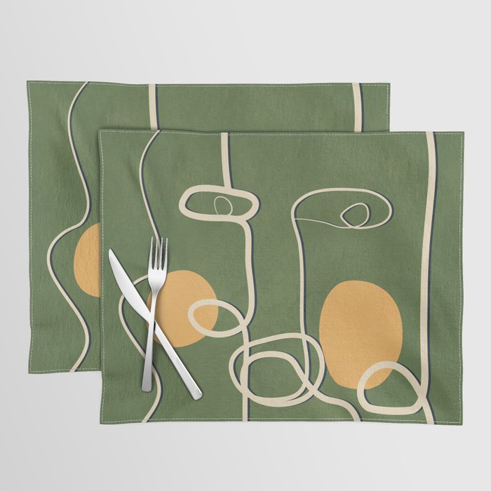 Abstract Face Line Art 06 Placemat Gallery Image 1