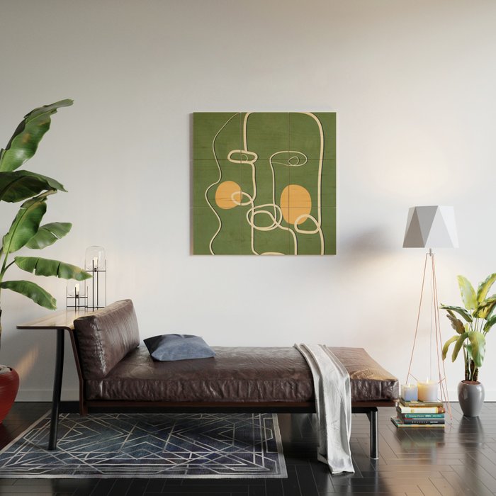 Abstract Face Line Art 06 Wood Wall Art Gallery Image 2