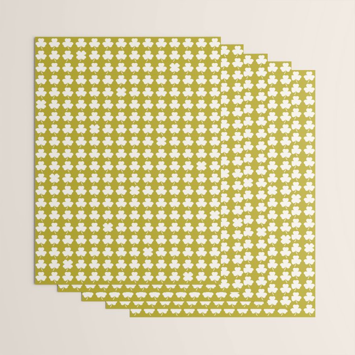Clovers XX Chartreuse Botanical Pattern Wrapping Paper Gallery Image 3