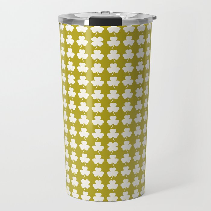 Clovers XX Chartreuse Botanical Pattern Travel Mug Gallery Image 1
