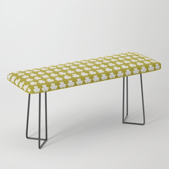 Clovers XX Chartreuse Botanical Pattern Bench Gallery Image 1