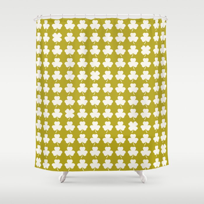 Clovers XX Chartreuse Botanical Pattern Shower Curtain Gallery Image 1