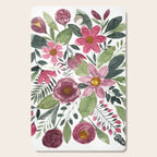 Mauve Pink Forest Green Watercolor Flowers Leaves Cutting Board Gallery Image 1