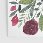 Mauve Pink Forest Green Watercolor Flowers Leaves Poster Gallery Image 3
