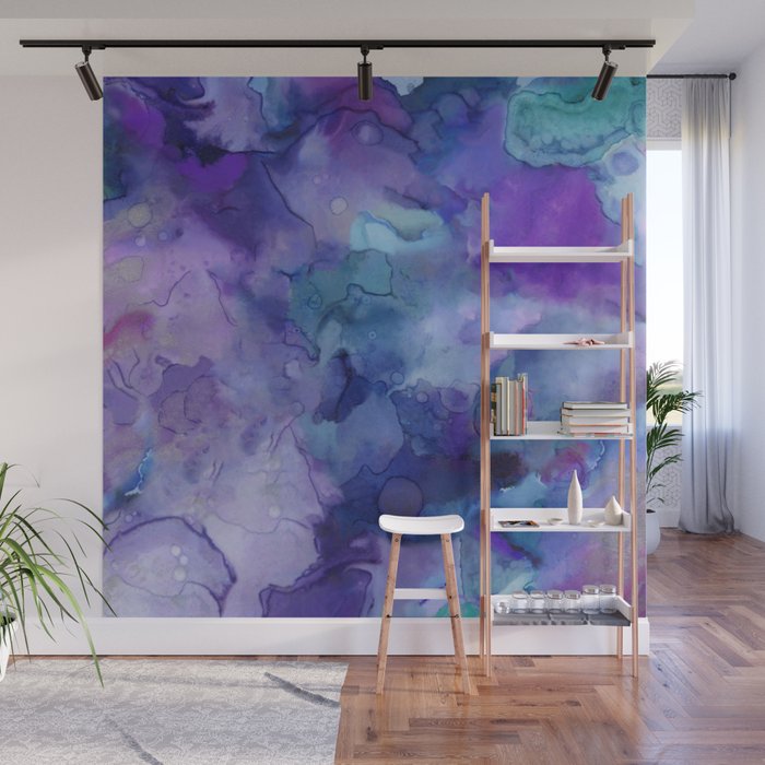 Abstract Colorful Purple Watercolor Wall Mural Gallery Image 1