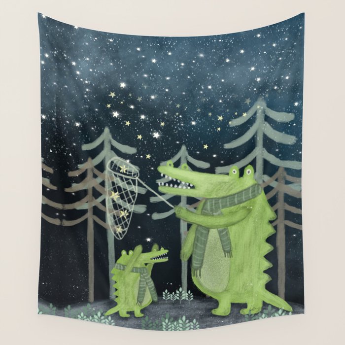 crocodoodle stars Wall Tapestry Gallery Image 1