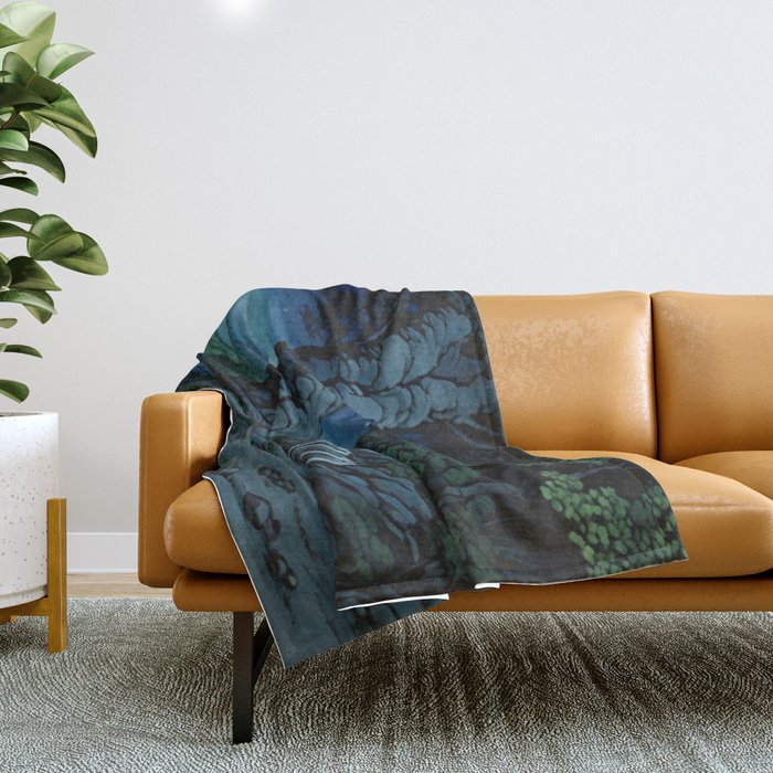 Night Walking at Goki - Nature Landscape Throw Blanket Gallery Image 1