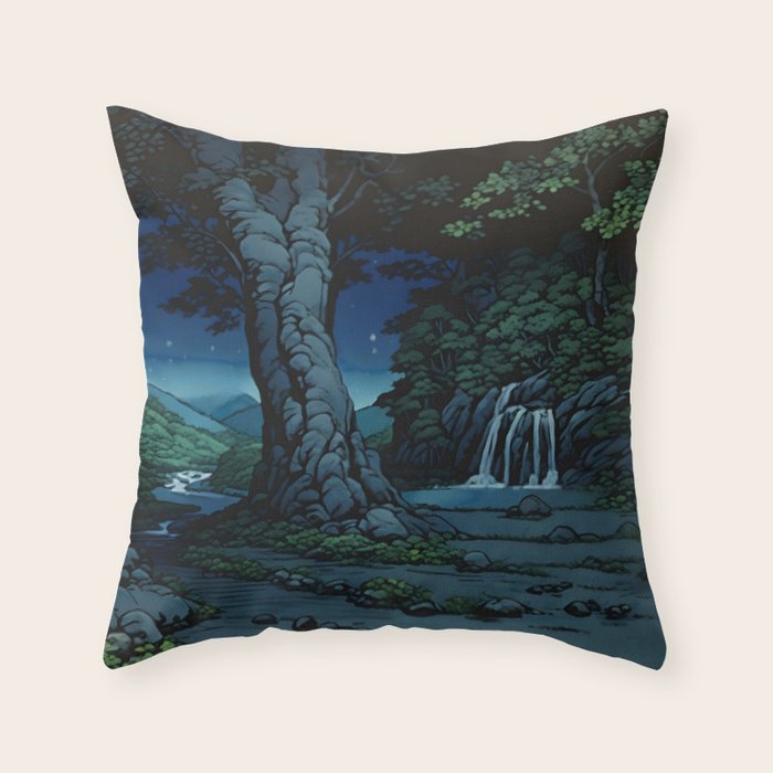 Night Walking at Goki - Nature Landscape Throw Pillow Gallery Image 1