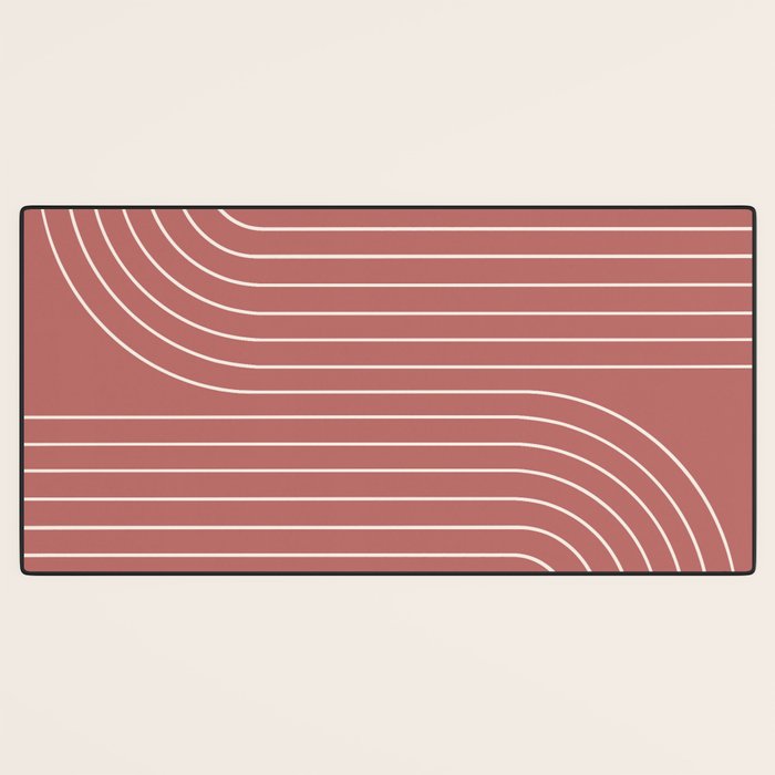 Minimal Line Curvature XXIX Rose Mid Century Modern Arch Abstract Desk Mat Gallery Image 3