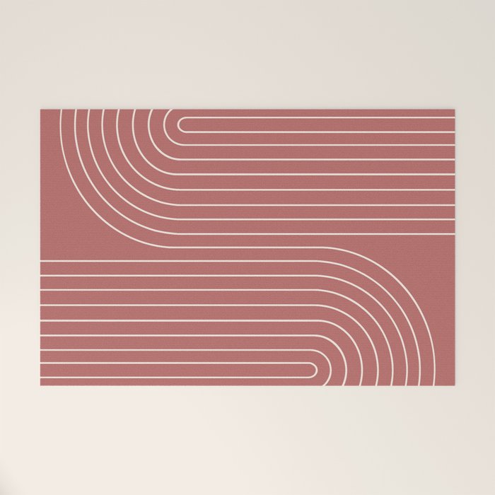 Minimal Line Curvature XXIX Rose Mid Century Modern Arch Abstract Welcome Mat Gallery Image 1