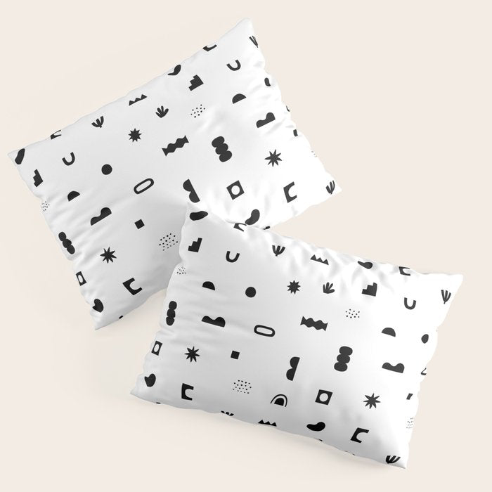 Abstract black and white organic shape pattern Pillow Sham Gallery Image 3
