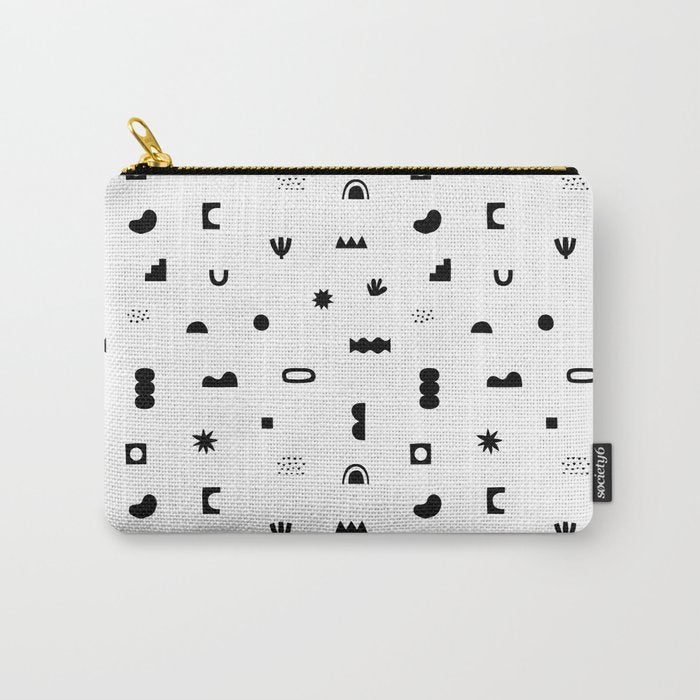 Abstract black and white organic shape pattern Carry All Pouch Gallery Image 1