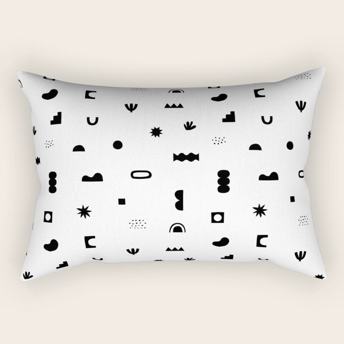 Abstract black and white organic shape pattern Rectangular Pillow Gallery Image 2