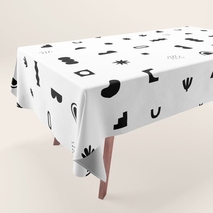 Abstract black and white organic shape pattern Tablecloth Gallery Image 1