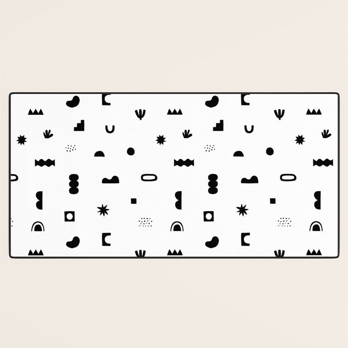 Abstract black and white organic shape pattern Desk Mat Gallery Image 3