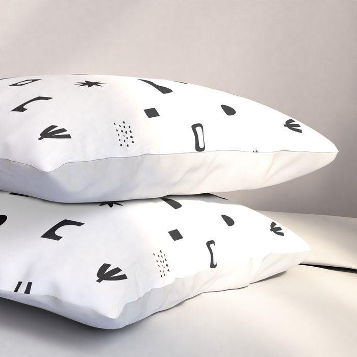 Abstract black and white organic shape pattern Pillow Sham Gallery Image 3