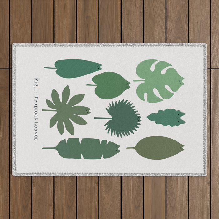 Cat and Plant 39: Tropicat Leaves Outdoor Rug Gallery Image 1