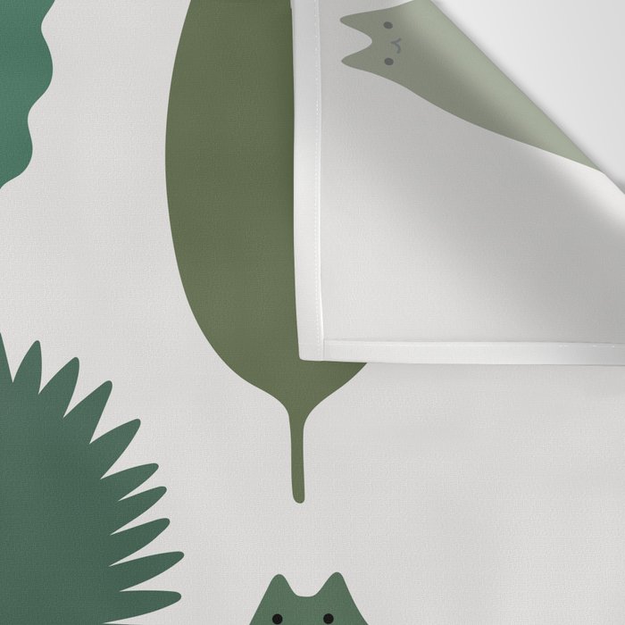 Cat and Plant 39: Tropicat Leaves Wall Tapestry Gallery Image 3