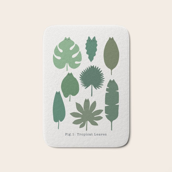 Cat and Plant 39: Tropicat Leaves Bath Mat Gallery Image 1