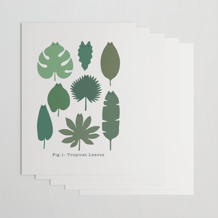 Cat and Plant 39: Tropicat Leaves Wrapping Paper Gallery Image 3
