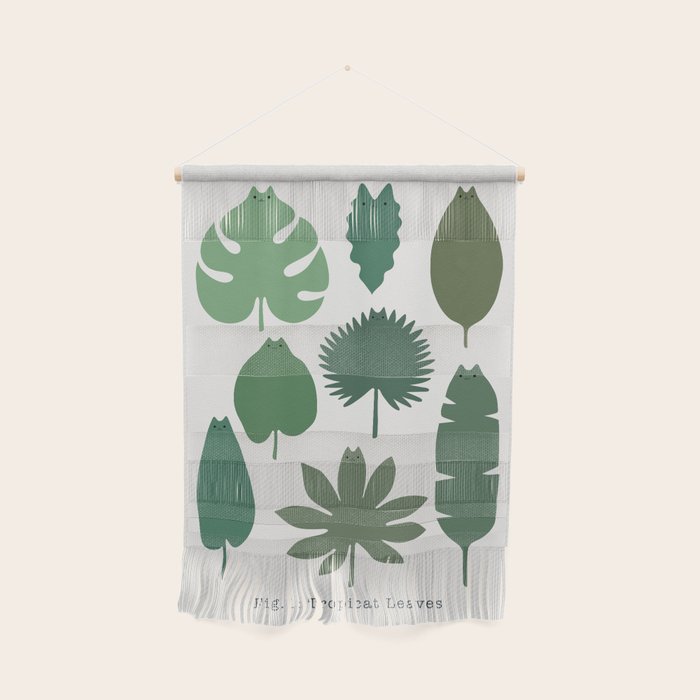 Cat and Plant 39: Tropicat Leaves Wall Hanging Gallery Image 1