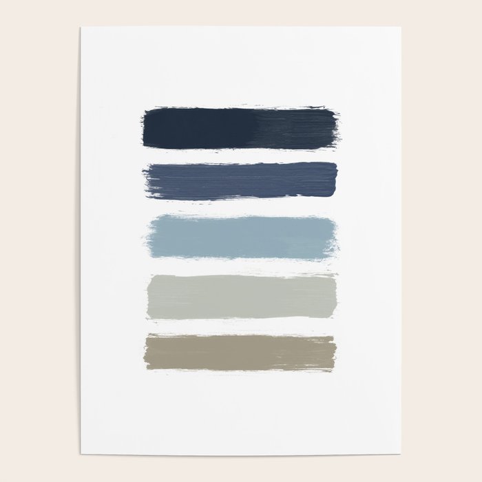 Blue & Taupe Stripes Poster Gallery Image 4