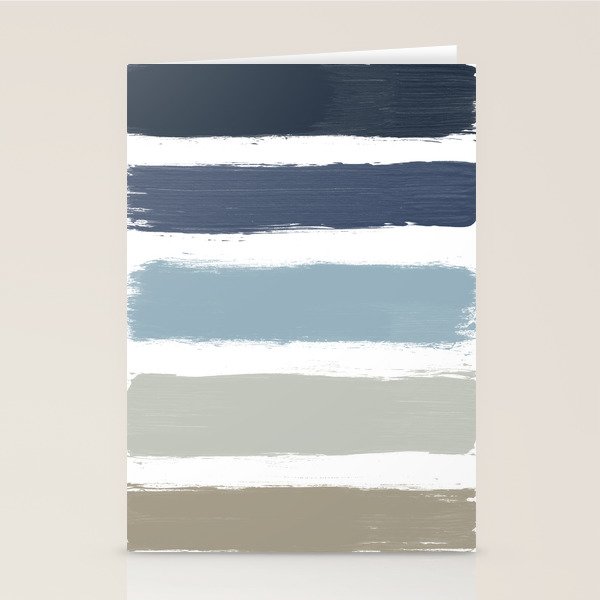 Blue & Taupe Stripes Stationery Card Gallery Image 1
