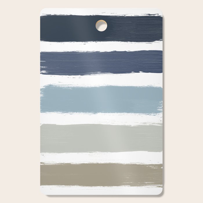 Blue & Taupe Stripes Cutting Board Gallery Image 1