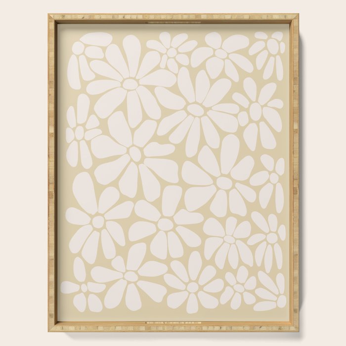 Retro Floral Neutral - Off-White and Beige Serving Tray Gallery Image 1