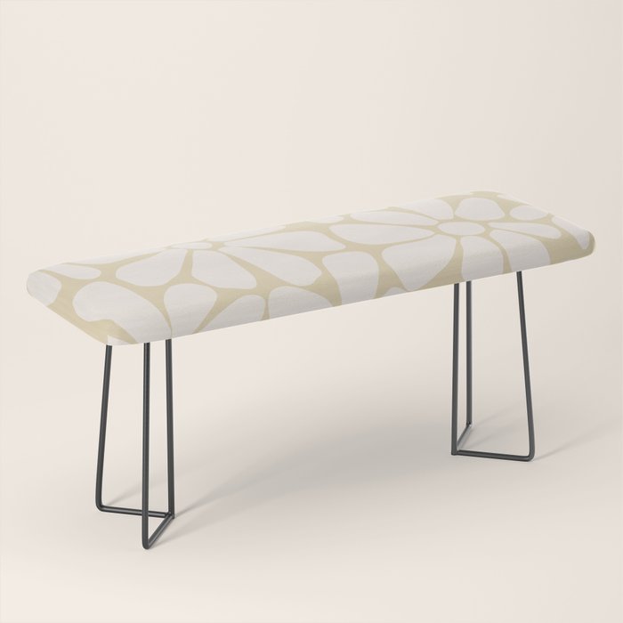 Retro Floral Neutral - Off-White and Beige Bench Gallery Image 1