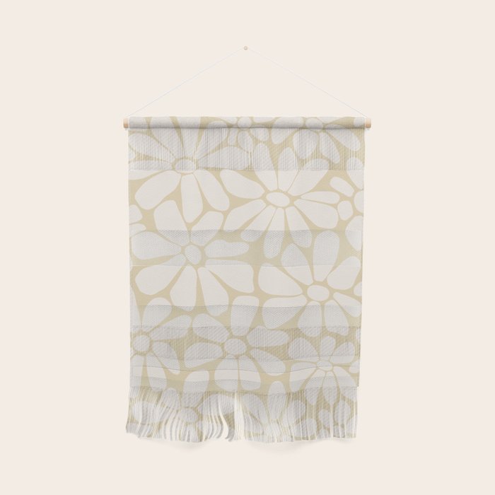Retro Floral Neutral - Off-White and Beige Wall Hanging Gallery Image 1