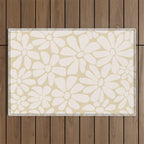Retro Floral Neutral - Off-White and Beige Outdoor Rug Gallery Image 1