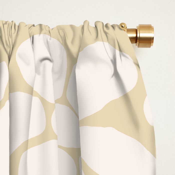 Retro Floral Neutral - Off-White and Beige Window Curtain Gallery Image 2