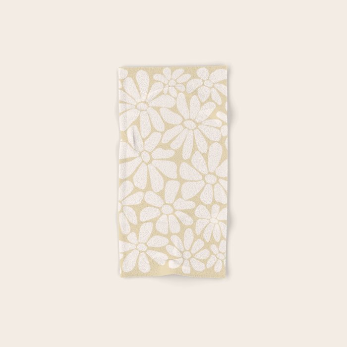 Retro Floral Neutral - Off-White and Beige Bath Towel Gallery Image 1