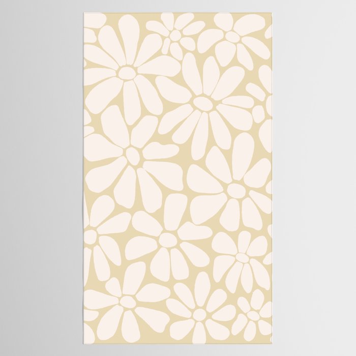 Retro Floral Neutral - Off-White and Beige Tablecloth Gallery Image 2