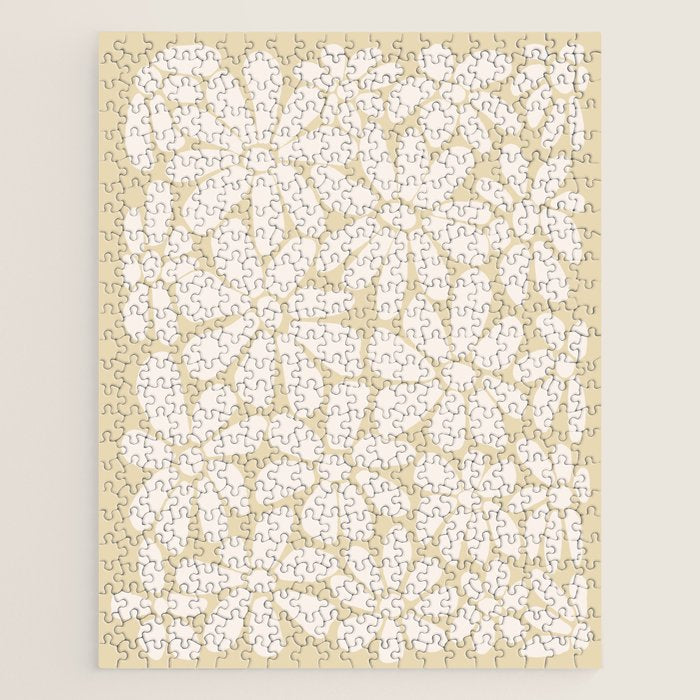 Retro Floral Neutral - Off-White and Beige Jigsaw Puzzle Gallery Image 1