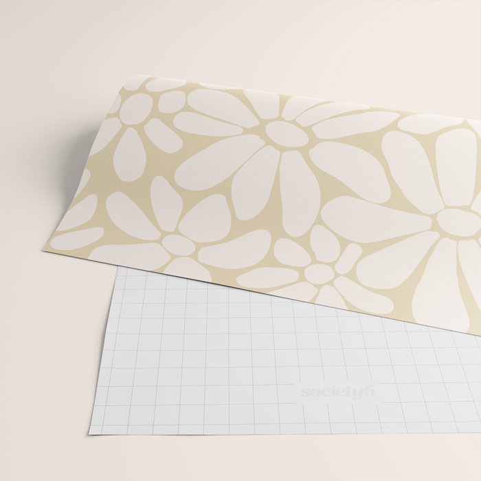 Retro Floral Neutral - Off-White and Beige Wrapping Paper Gallery Image 2
