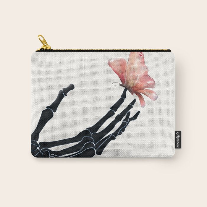 Butterfly on Skeleton Hand Carry All Pouch Gallery Image 1