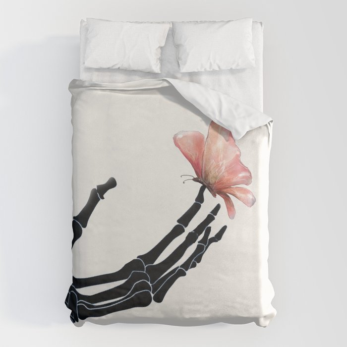 Butterfly on Skeleton Hand Duvet Cover Gallery Image 6