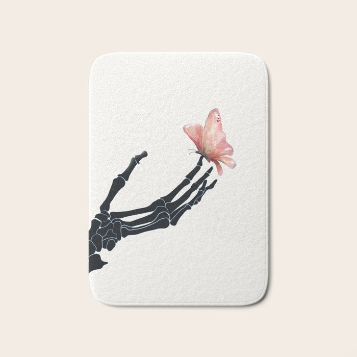 Butterfly on Skeleton Hand Bath Mat Gallery Image 1
