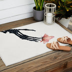 Butterfly on Skeleton Hand Outdoor Rug Gallery Image 2