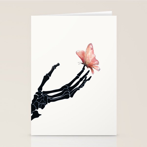 Butterfly on Skeleton Hand Stationery Card Gallery Image 1