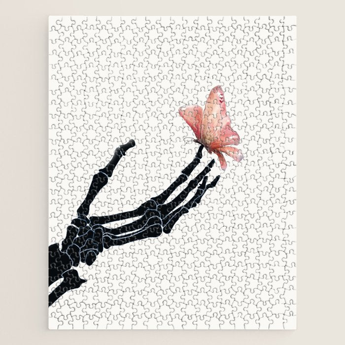 Butterfly on Skeleton Hand Jigsaw Puzzle Gallery Image 1