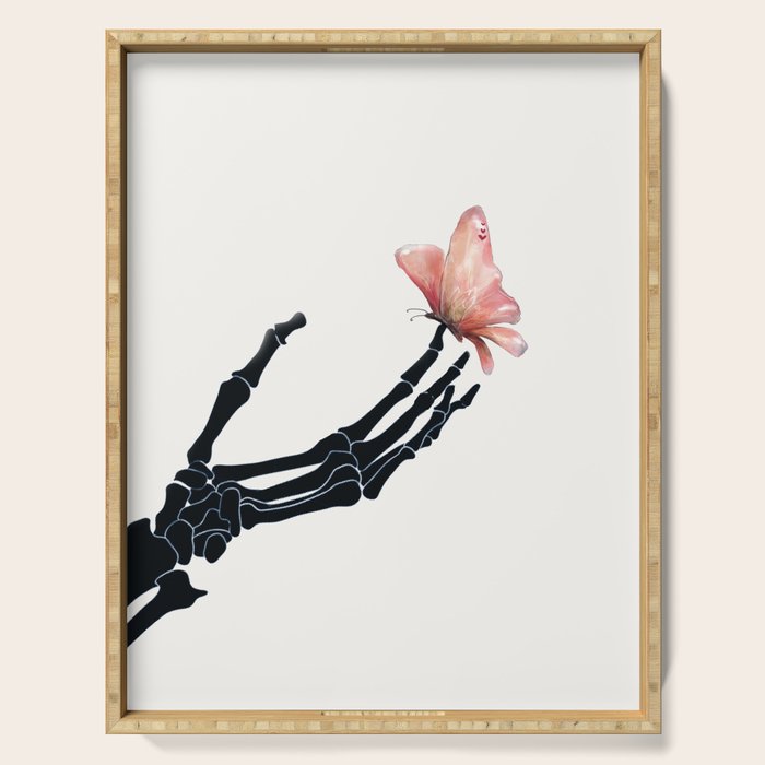 Butterfly on Skeleton Hand Serving Tray Gallery Image 1